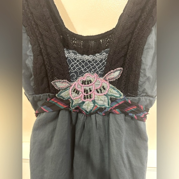 Free People Free Teal Beaded Flower Lace Mini Dress - Picture 2 of 5